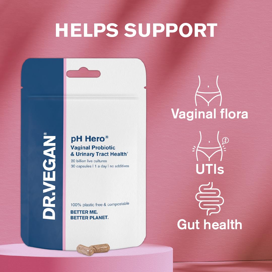 DR.VEGAN | pH Hero | Supports Balanced Vaginal Flora | 50bn CFU | Cranberry | Sea Buckthorn