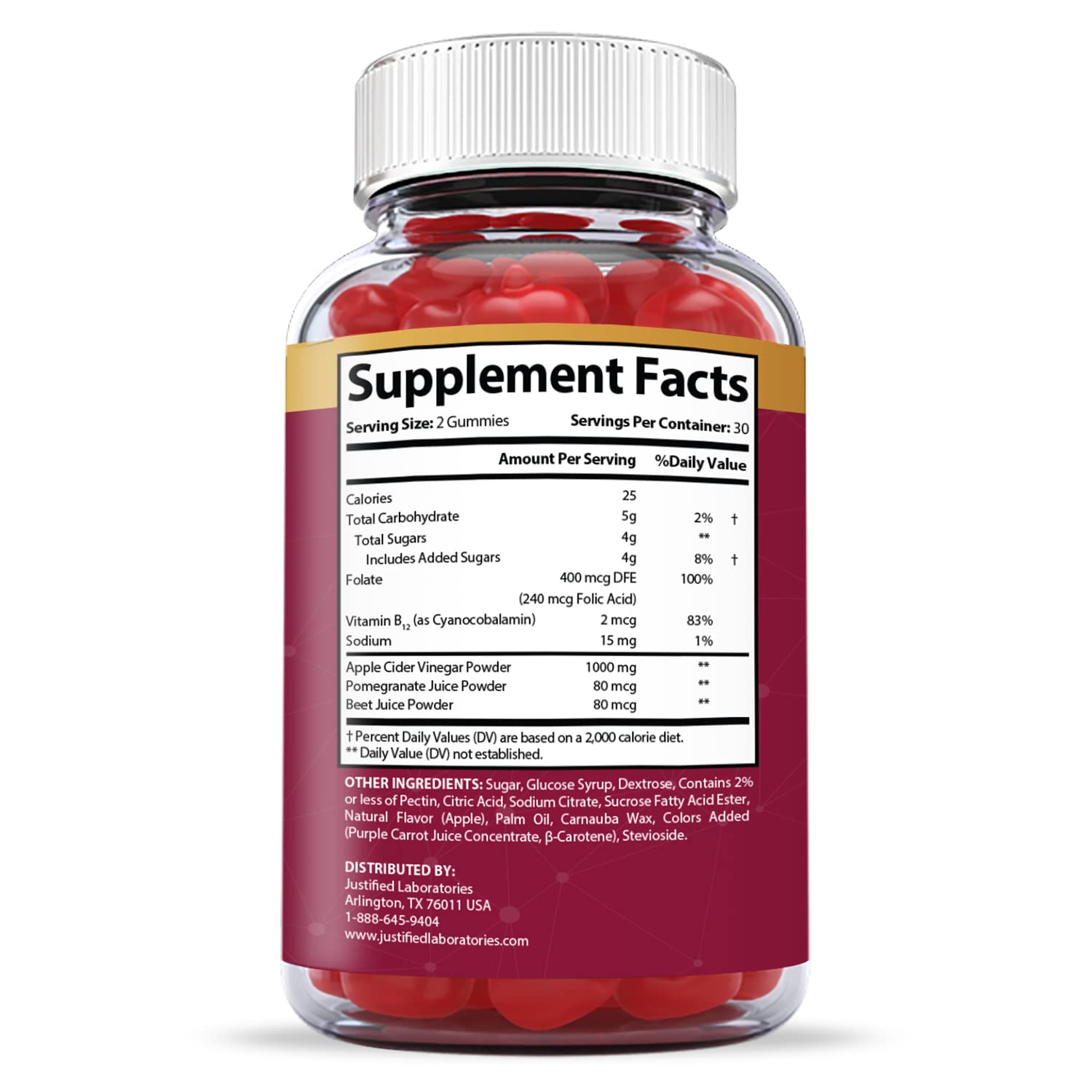 Justified Laboratories (10 Pack) Great Results Keto ACV Gummies 1000MG