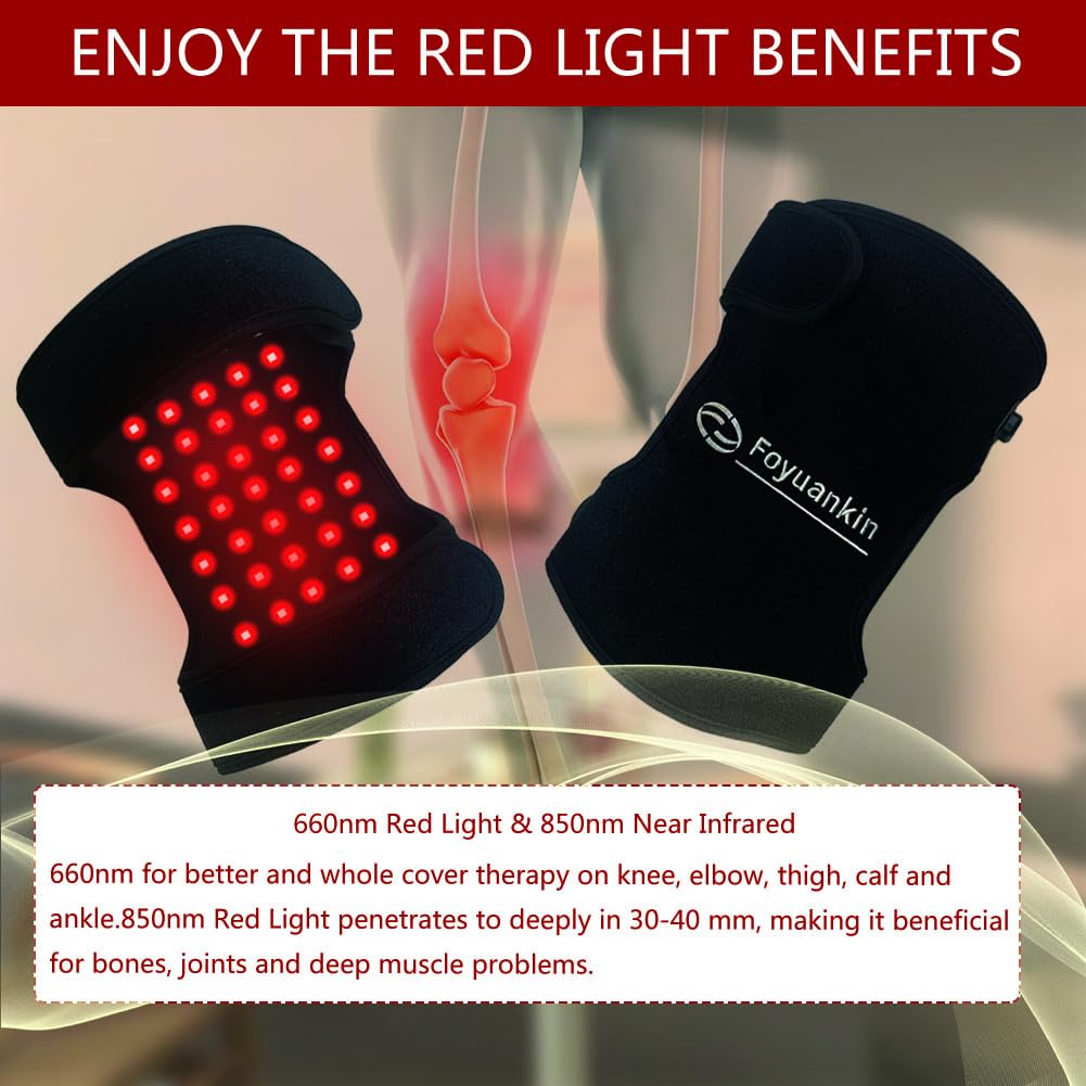 Foyuankin 660nm Red Light Therapy Pad for Joints, 850nm Infrared Light Benefits for Joint