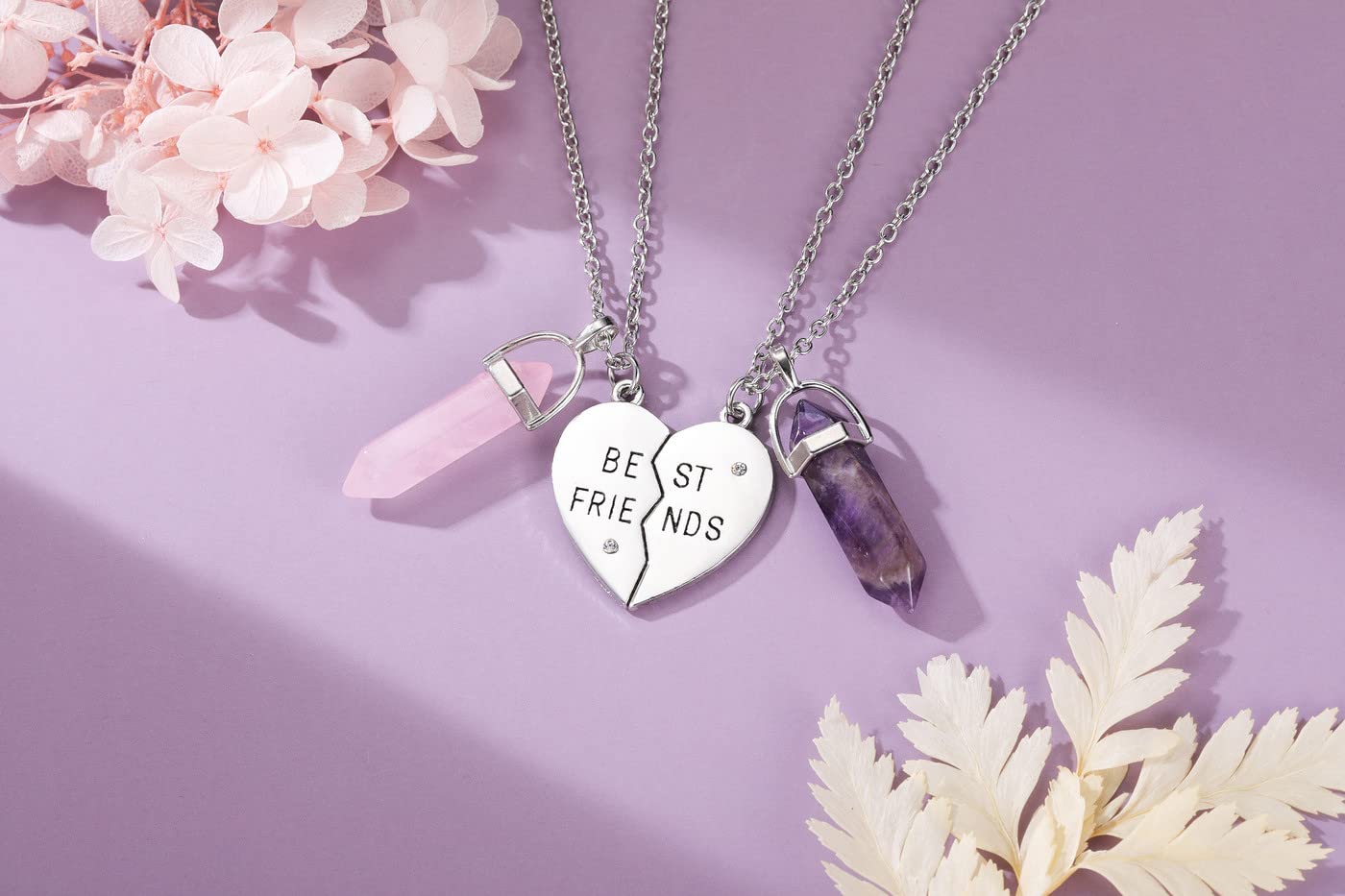 PESOENTH Best Friend Necklace for 2 Girls Gifts- BFF Friendship Necklaces Women Matching