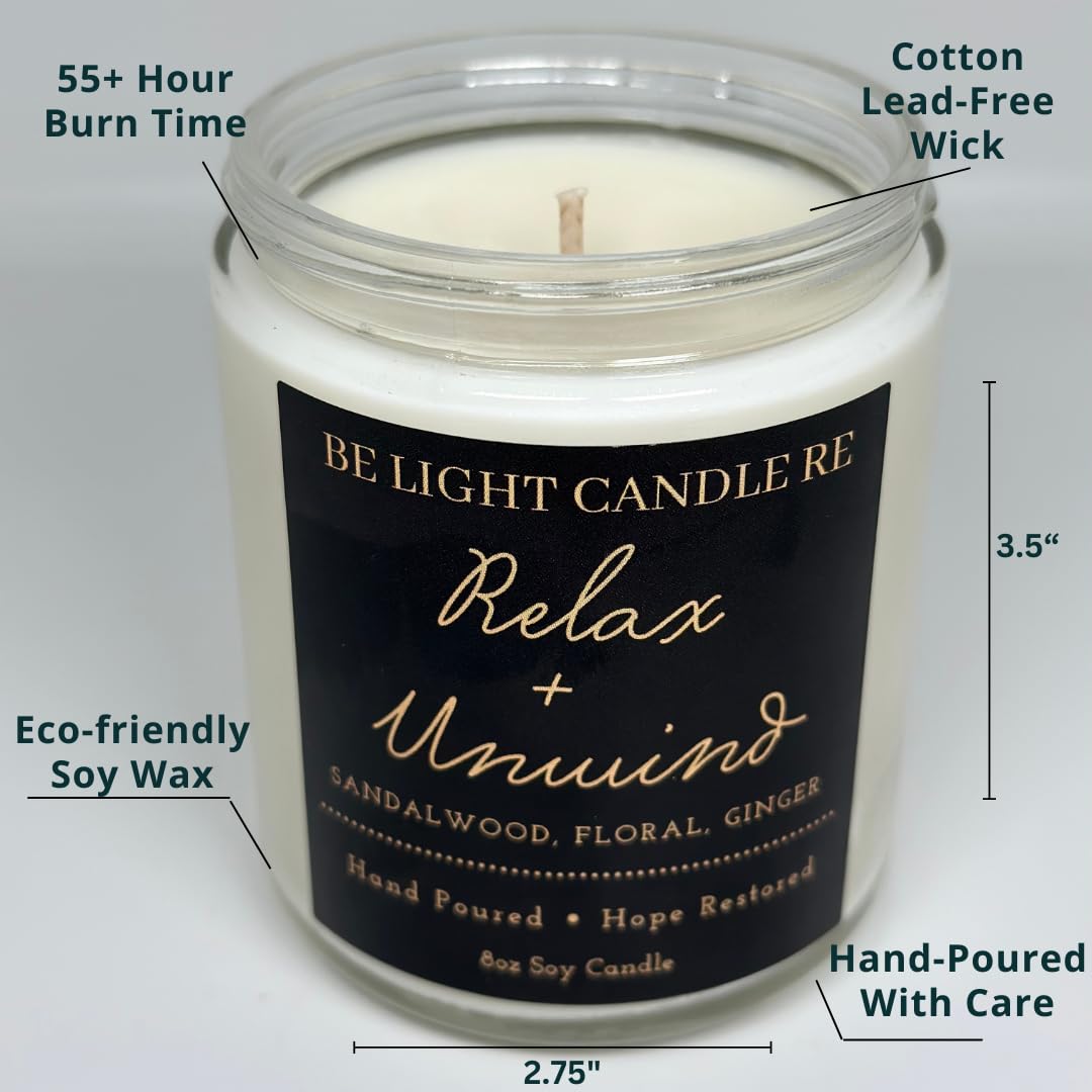 Stress Relief Candle | Purpose-Driven Soy Candles | Scented Candle for Home | 8oz Long Lasting Candle