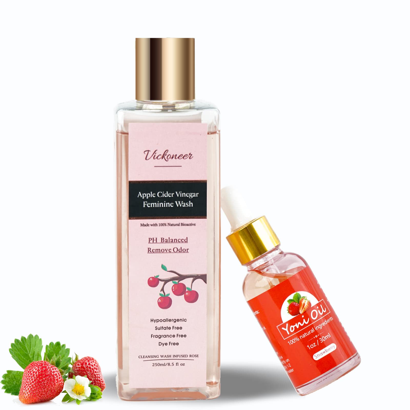 Vickoneer Yoni Wash for Women & Yoni Essential Oil, Intimate Feminine Wash Yoni Care