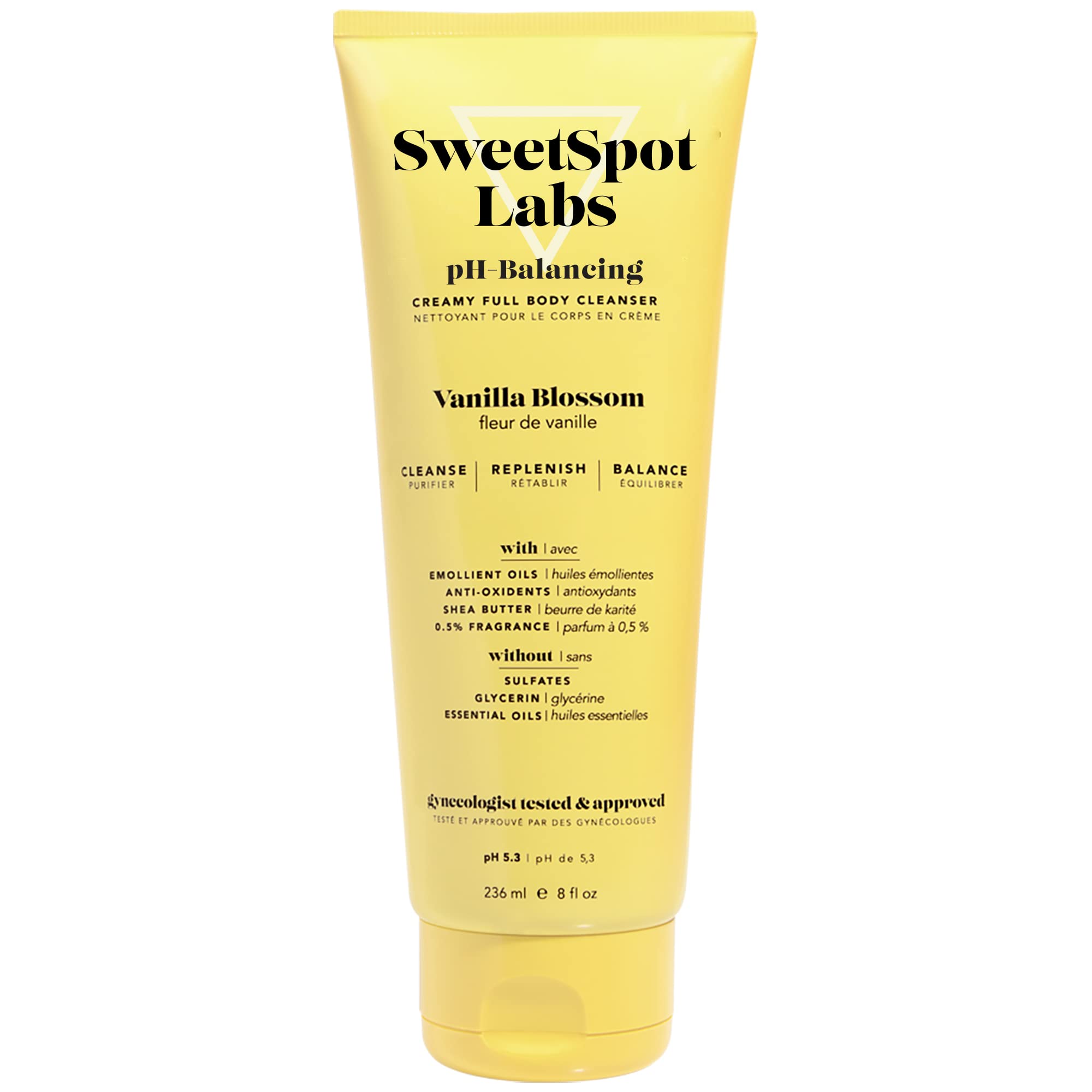 SweetSpot Labs Feminine Wash, Gentle Vanilla Blossom Scent, with Shea Butter and Aloe Vera, Sulfate Free