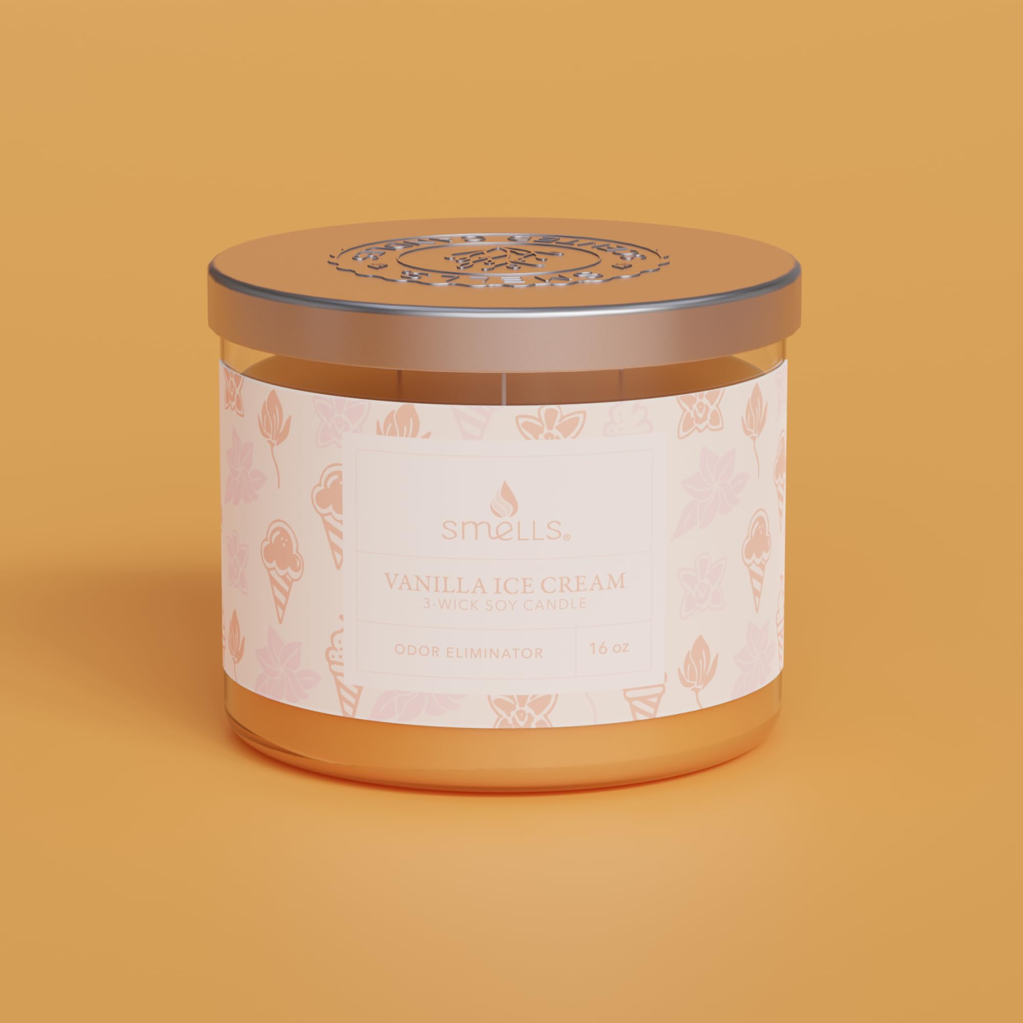 Smells - Odor Eliminator - Premium Soy Wax Jar Scented Candle 12oz. and 16oz. - 100% Cotton Single Wick