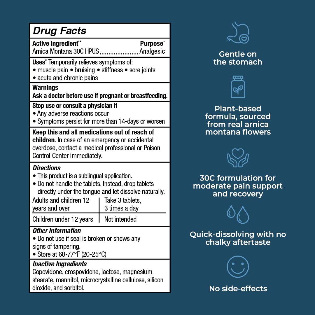 VitaMedica Arnica Montana 30C Rapid Dissolve Tablets for Natural Pain, Bruising, and Swelling Support