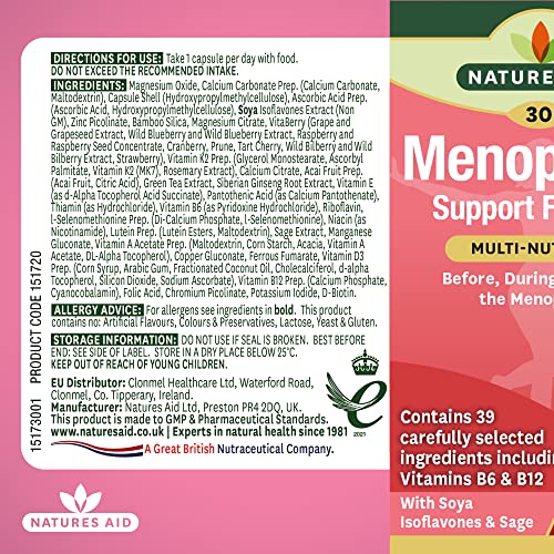Natures Aid Menopause Support Formula 30caps