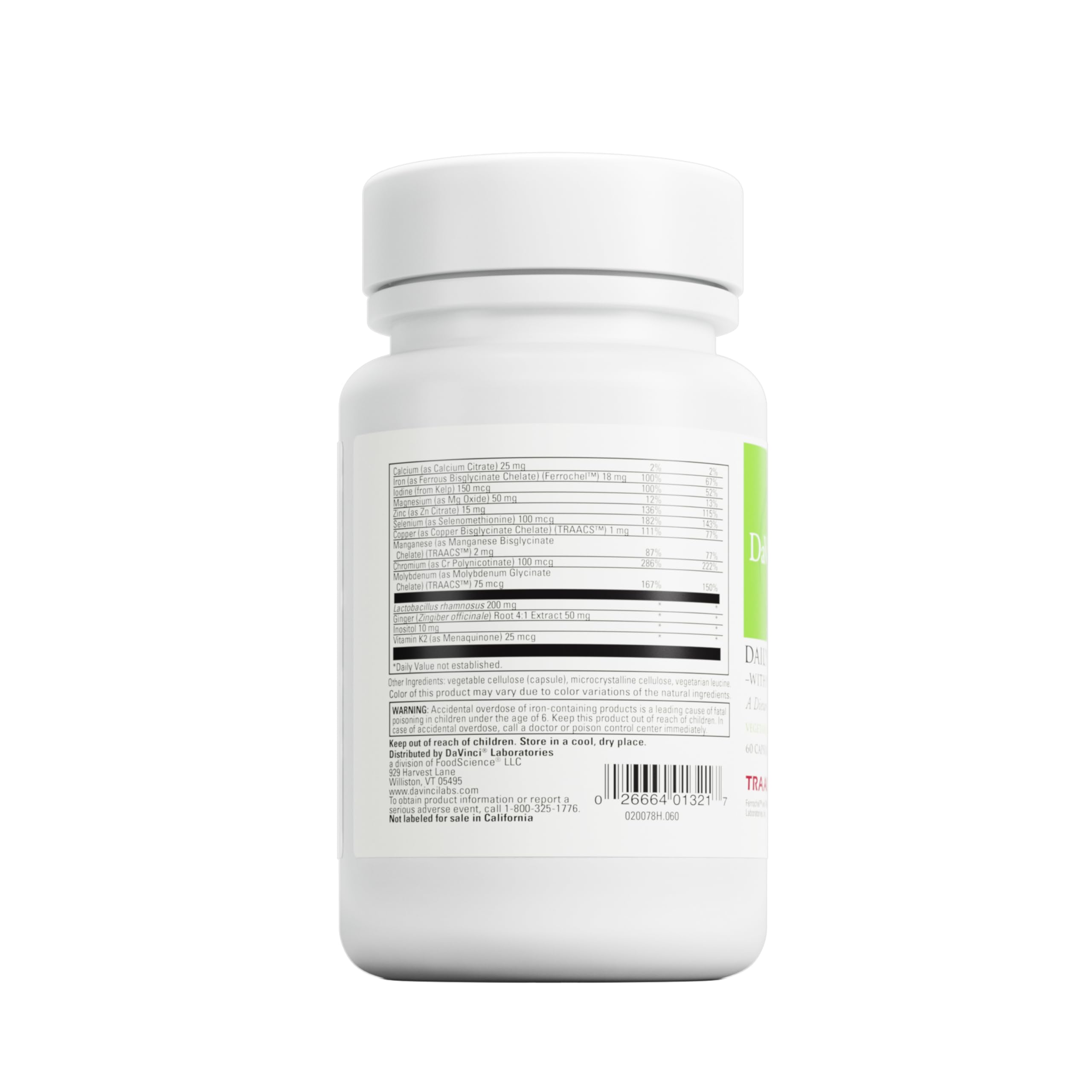 DAVINCI Labs Daily Best Prenatal with Probiotics - Prenatal Multivitamin & Multi-Mineral - Helps