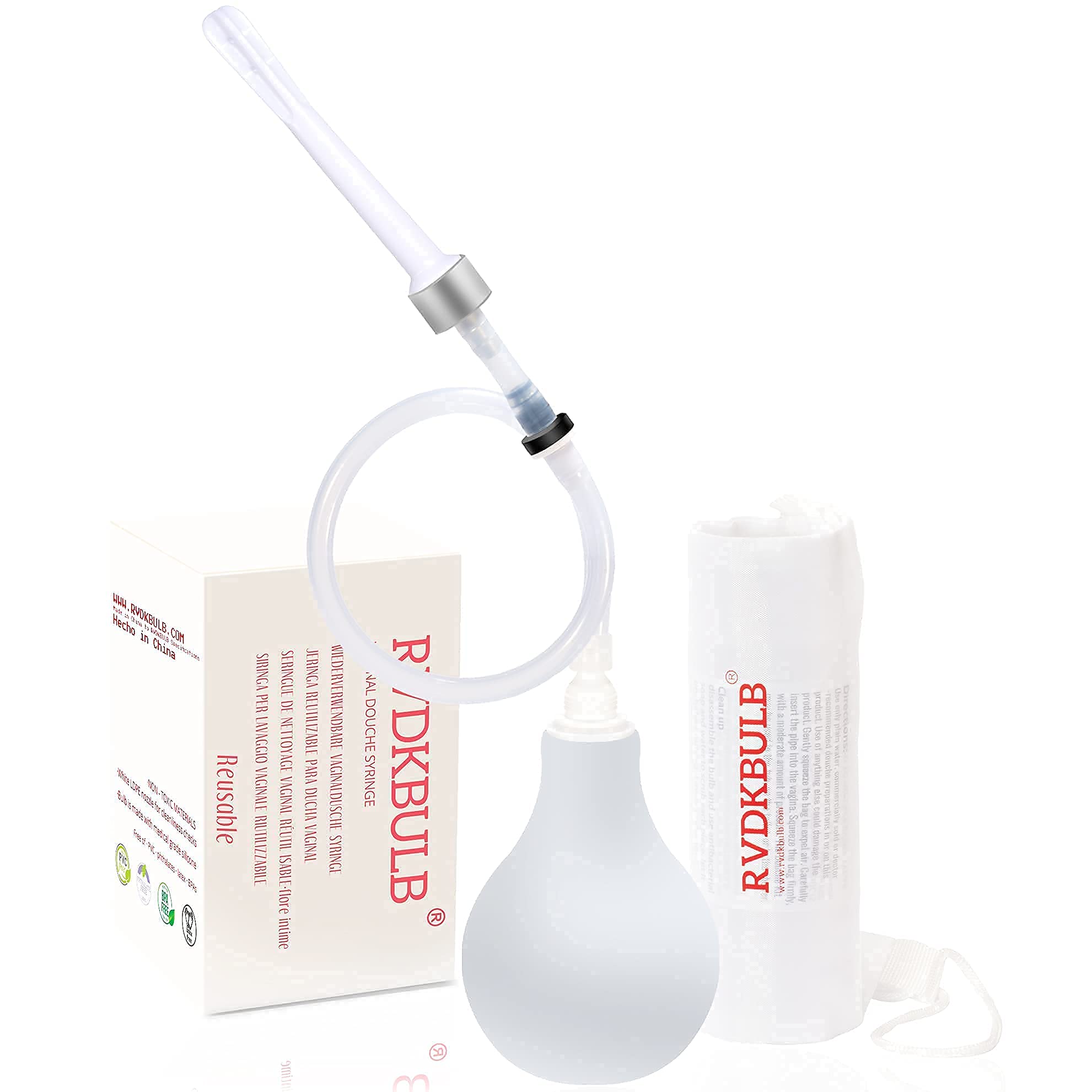 RVDKBULB Natural Vaginal Cleansing System with 3 One-Way Valves - Vaginal Douche for Women