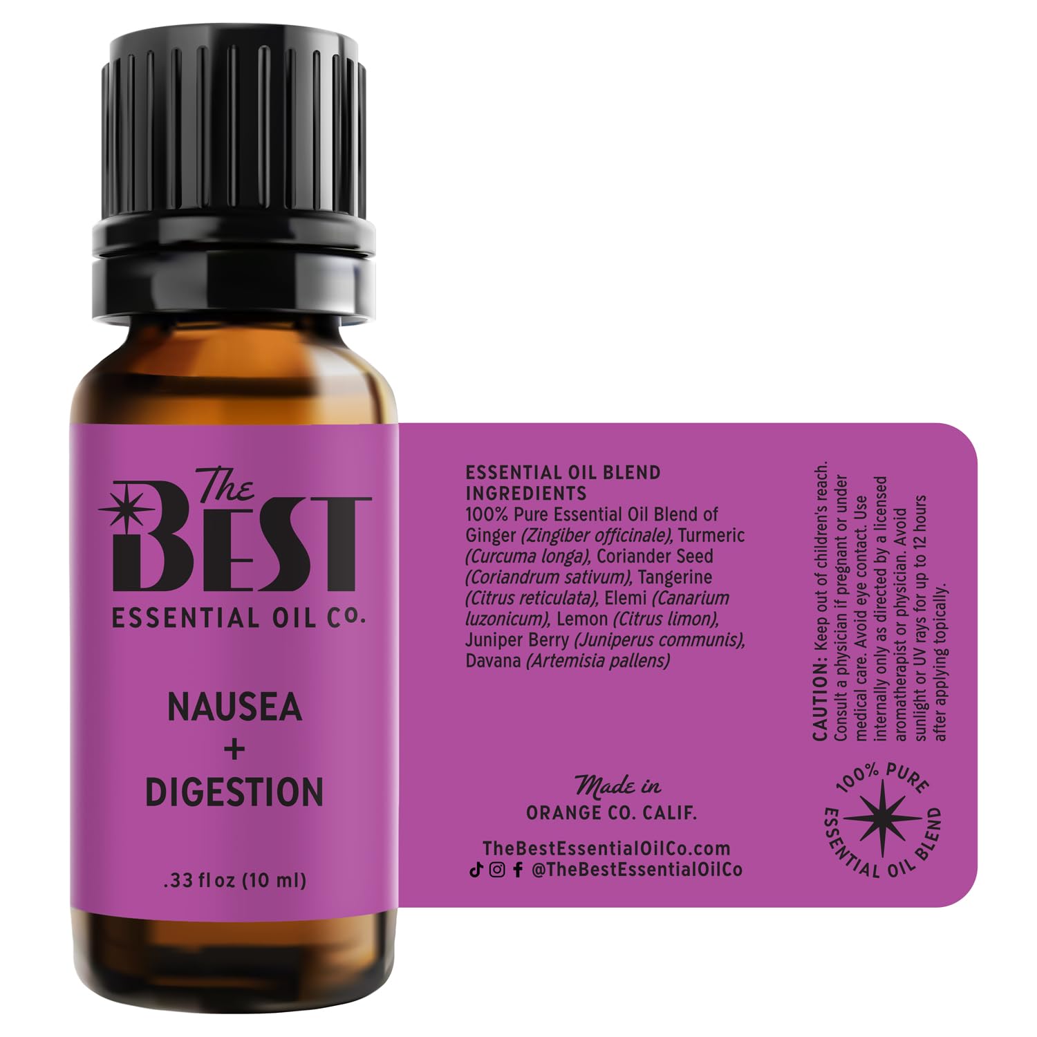 The Best Nausea + Digestion Essential Oil Blend- Premium Grade- 100% Pure & Natural for Aromatherapy