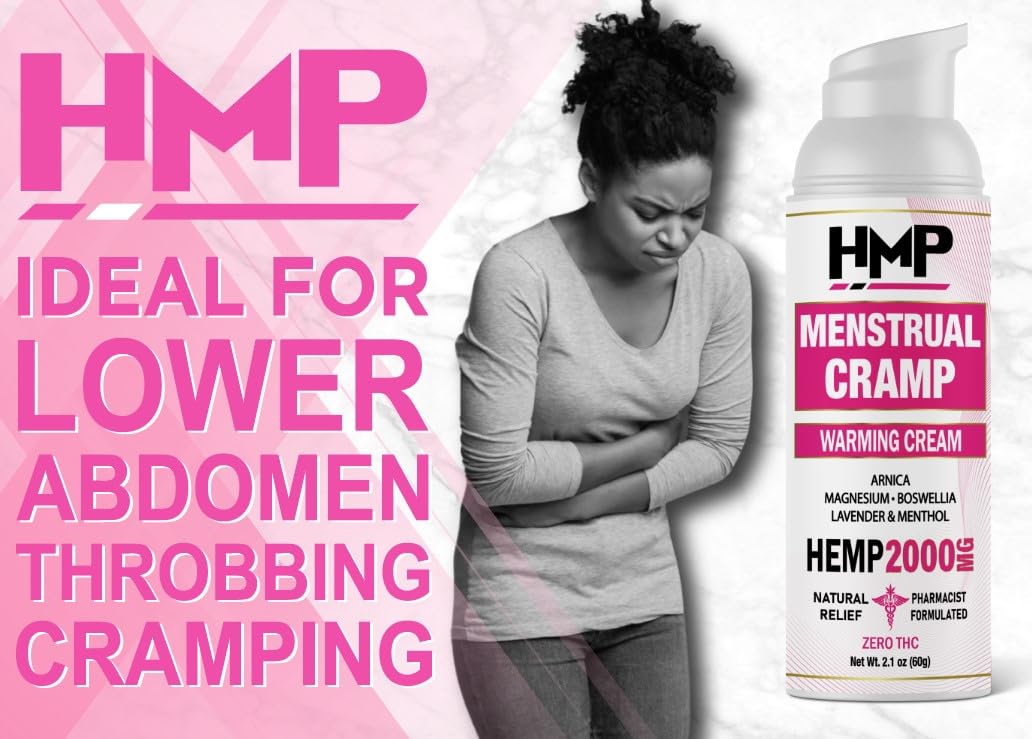 HMP BRANDS Menstrual Cramp Hemp Cream Supports Period Cramps Including Pre - Menstrual Cramp