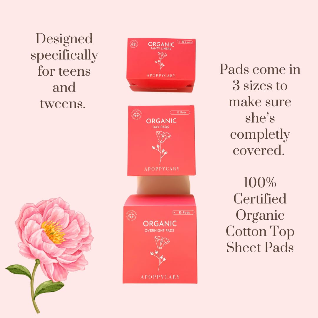 Organic 77 PC Period Kit Moon Box for Teens and Tweens - Organic Cotton Top Sheet Feminine Pads
