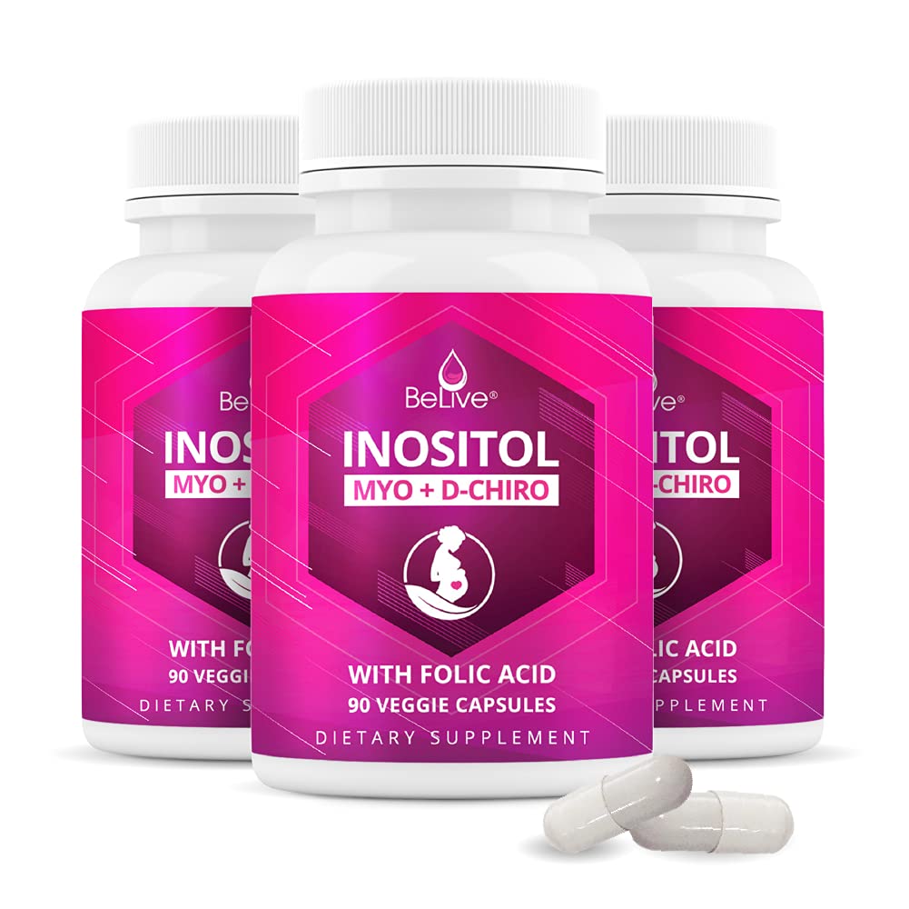 Myo-Inositol & D-Chiro Inositol Capsules with Folic Acid for PCOS | Prenatal Fertility 
