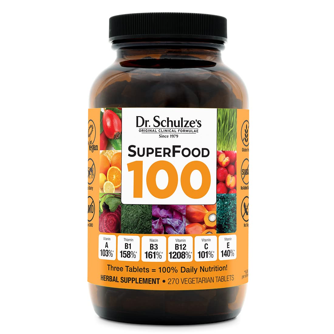 Dr. Schulze's | SuperFood 100 | Vitamin & Mineral Herbal Concentrate | Dietary Supplement