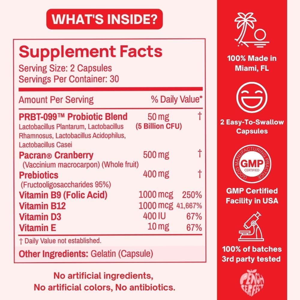 Purely Pink Prebiotic Probiotic Blend for Vaginal Health - Promote pH Balance, Healthy Flora and Odor