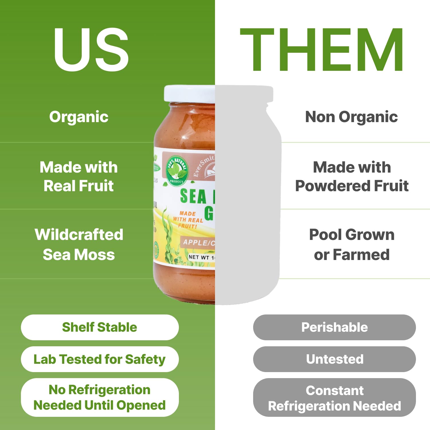 EverSmith Organics - Wildcrafted Irish Sea Moss Gel | Made in USA | Rich in Vitamins