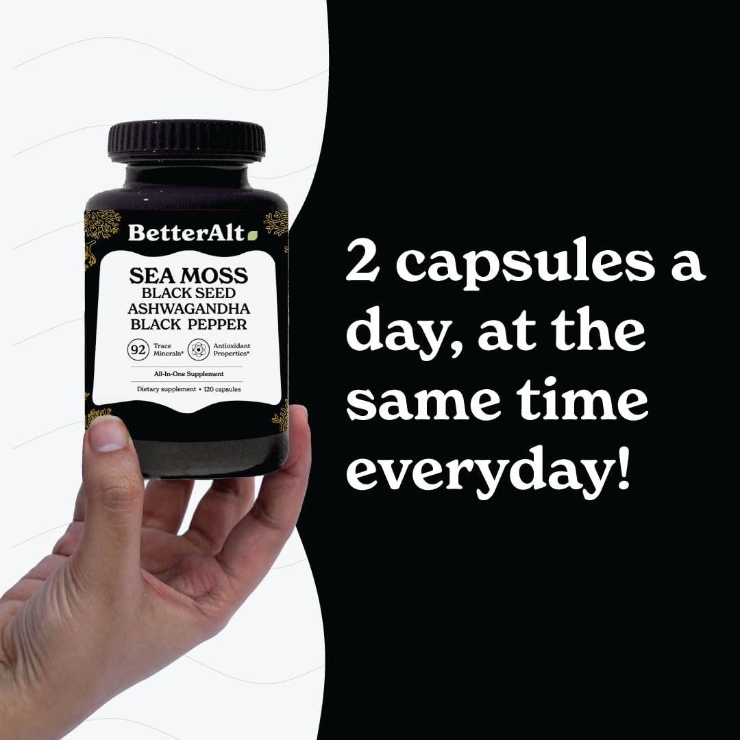 Better Alt Sea Moss Capsules- Irish Sea Moss with Black Seed Oil, Ashwagandha & Black