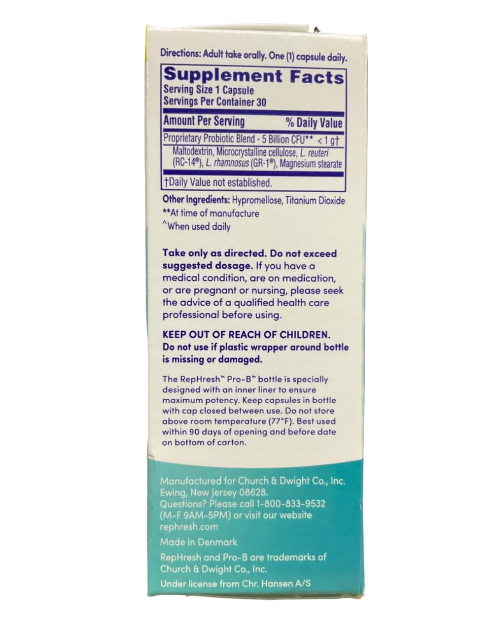 RepHresh Pro-B Probiotic Feminine Supplement FamilyValue 3Pack (30Count)