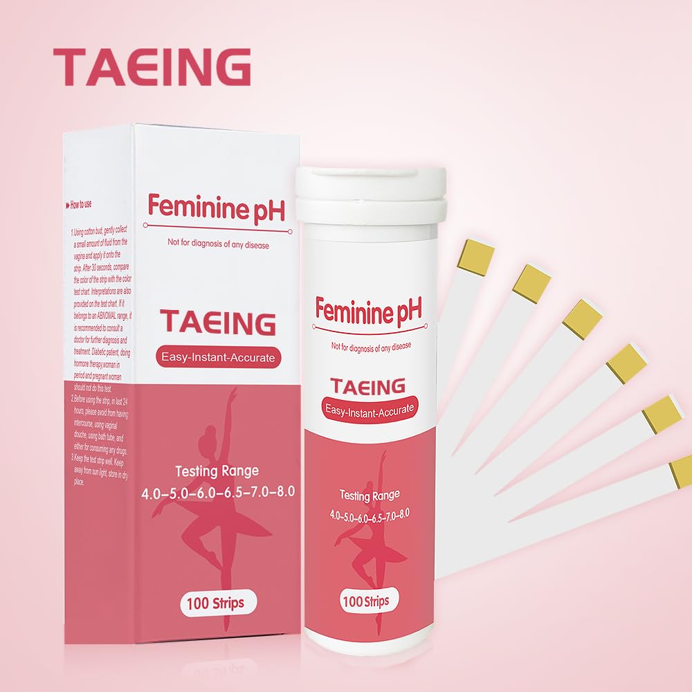 TAEING Vaginal Health pH Test Strips, 100pcs Feminine pH Test for Women, pH-Balance Monitor