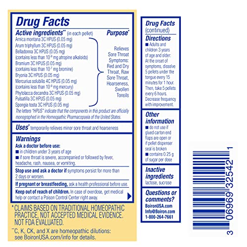 Boiron ThroatCalm On The Go for Pain Relief from Red, Dry, Scratchy, Sore Throats and Hoarseness