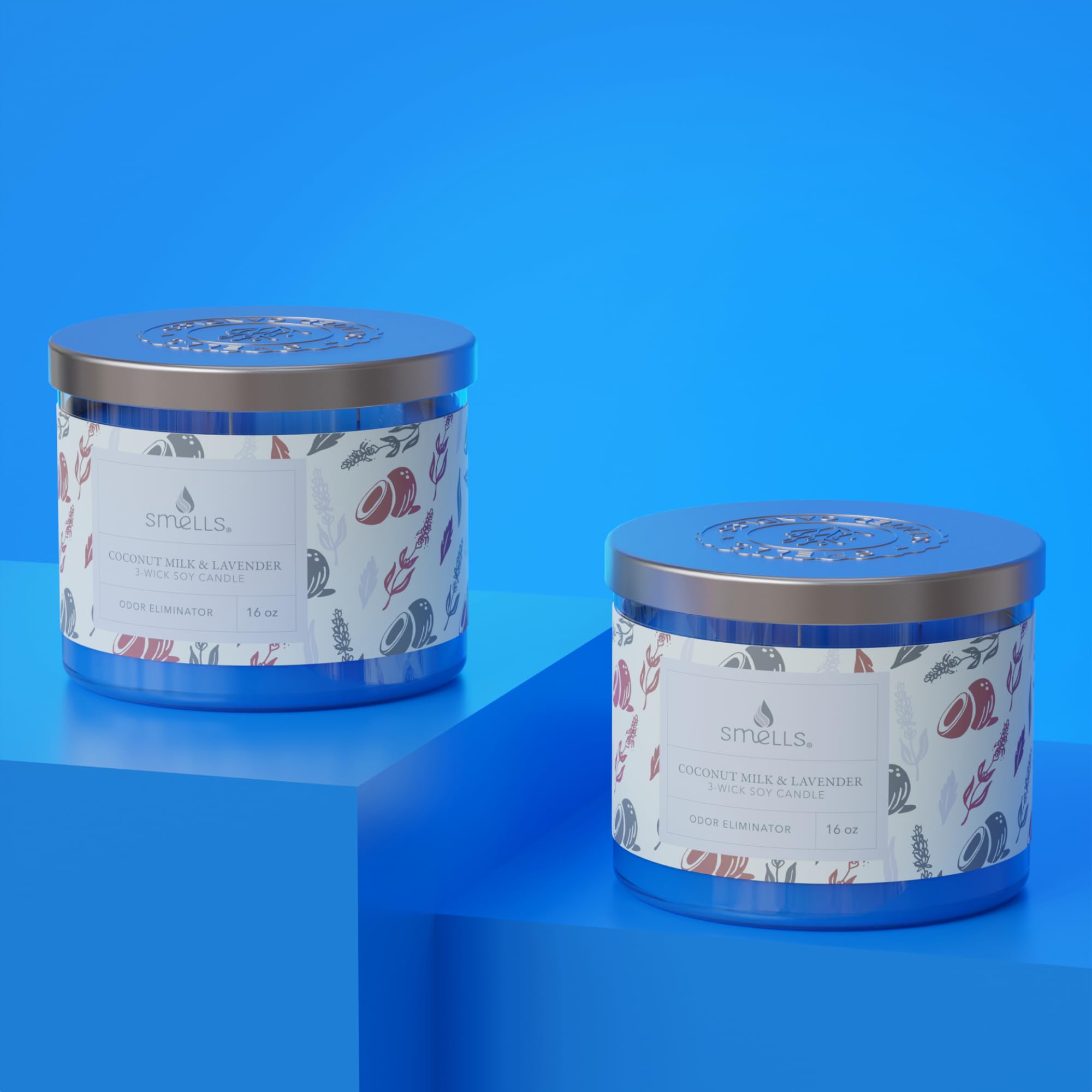 Smells - Odor Eliminator - Premium Soy Wax Jar Scented Candle 12oz. and 16oz. - 100% Cotton Single Wick