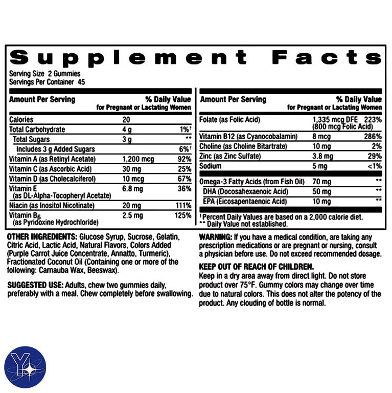 Prenatal Multivitamin Spring Valley Gummies with DHA and Folic Acid, 90 Count
