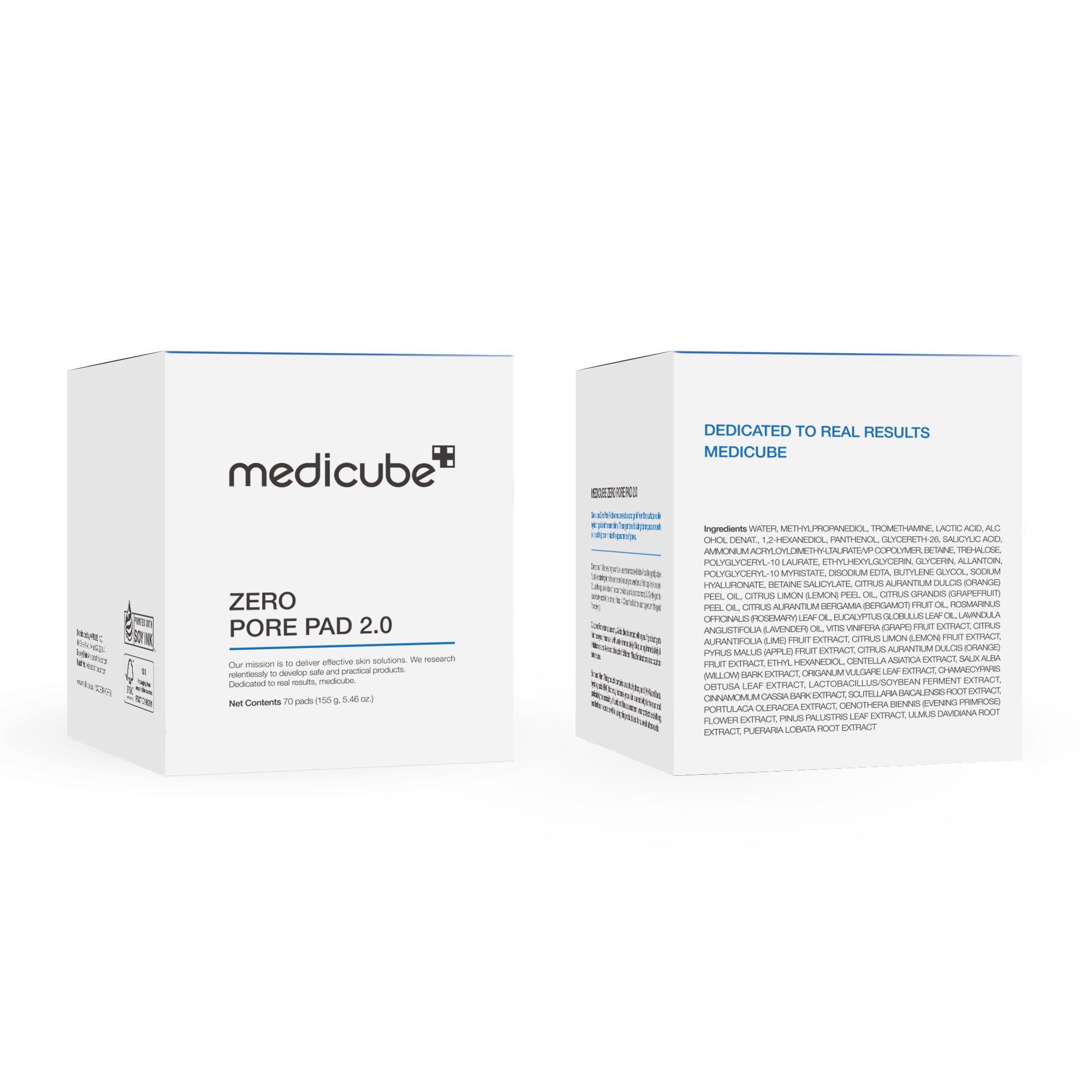 Medicube Zero Pore Pads 2.0 – Dual-Textured Toner Pads with AHA & BHA for Smooth, Refined Skin (70 Pads)