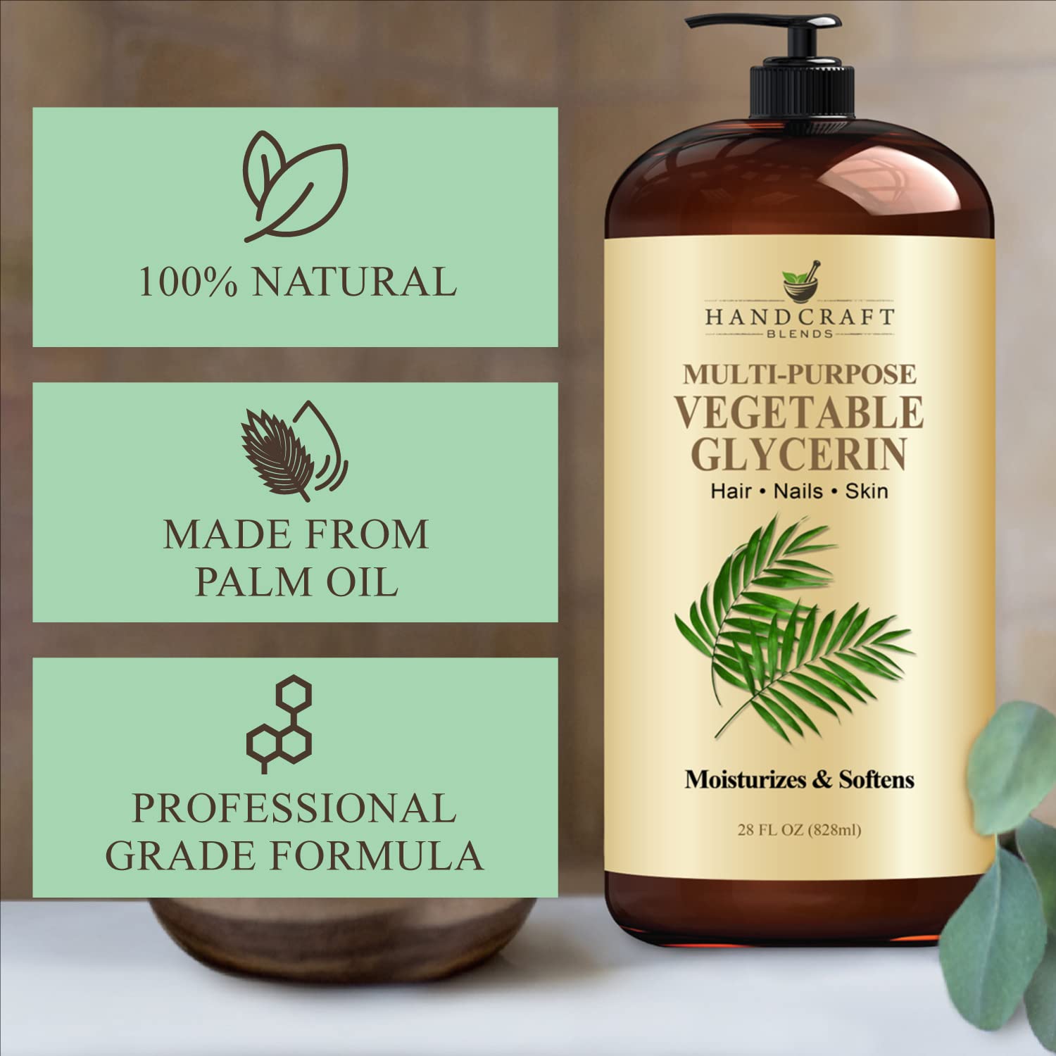 Handcraft Blends Vegetable Glycerin for Skin and Hair 28 oz - Pure Vegetable Glycerin Liquid