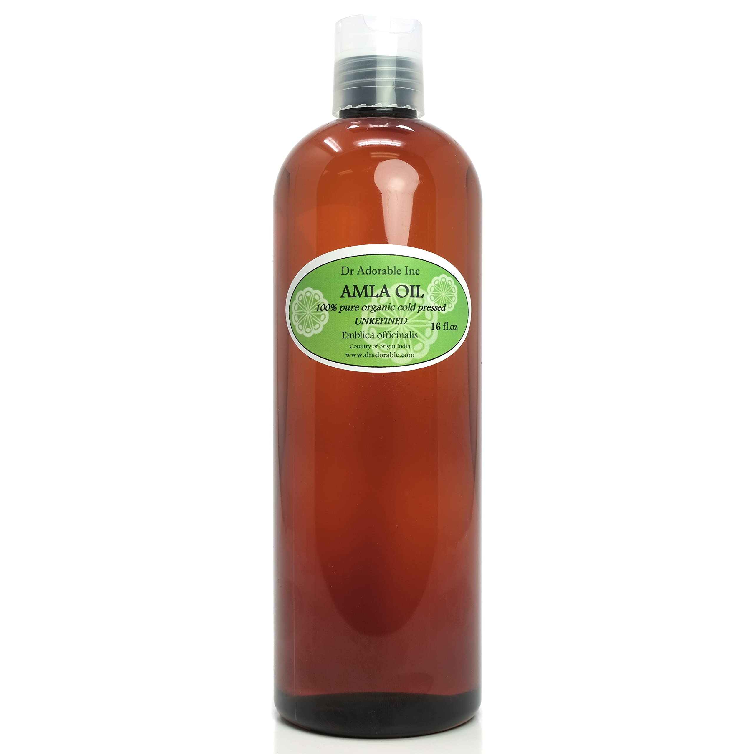 Dr Adorable - 16 oz - Organic AMLA OIL UNREFINED - 100% Pure Cold Pressed Extra Virgin for Healthy Hair and Moisturized Scalp