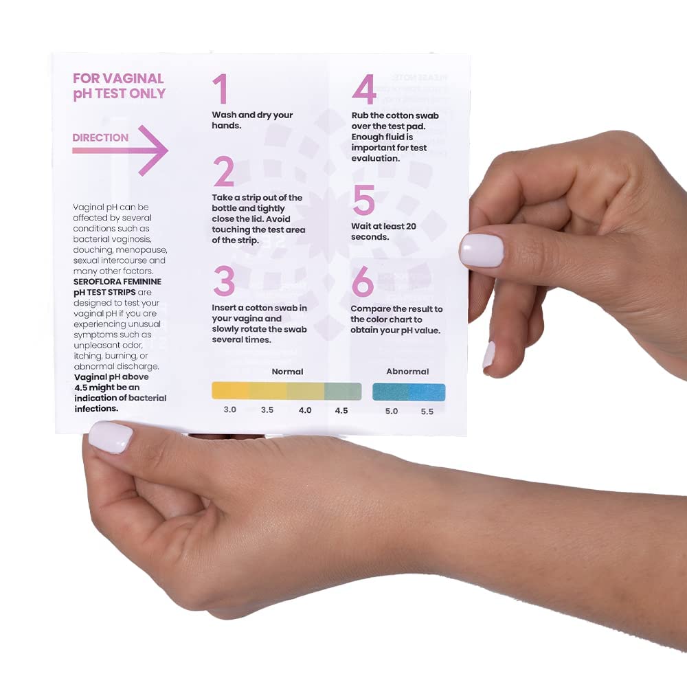 Seroflora Vaginal pH Test Strips for Women - Monitor Vaginal Health & Yeast Infection - Easy