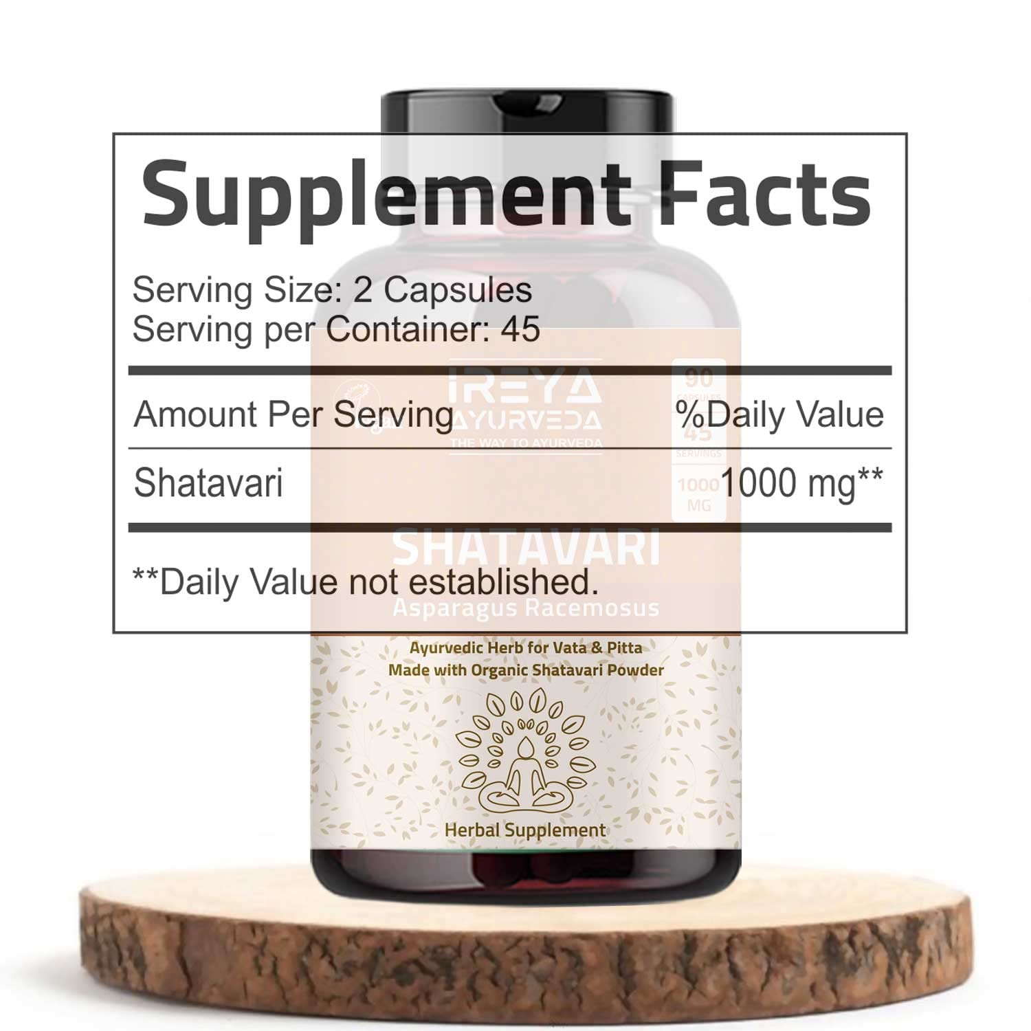 Ireya Ayurveda Shatavari Capsules (90 Capsjules) 1000 mg Organic Shatavari Capsules Lactation