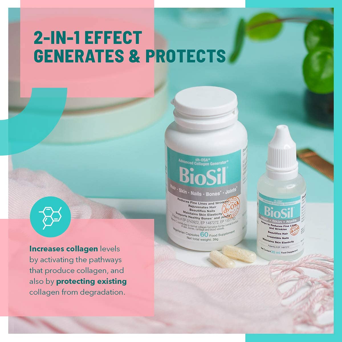 Advanced Collagen Generator with Vitamin C, BIOSIL Supplement for Women - Supports Healthy Hair