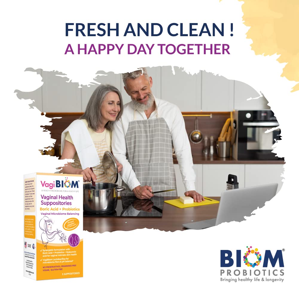 VagiBiom Boric Acid Suppositories with Lactobacillus: Microbiome Flora Balance; Balance and Nourishes