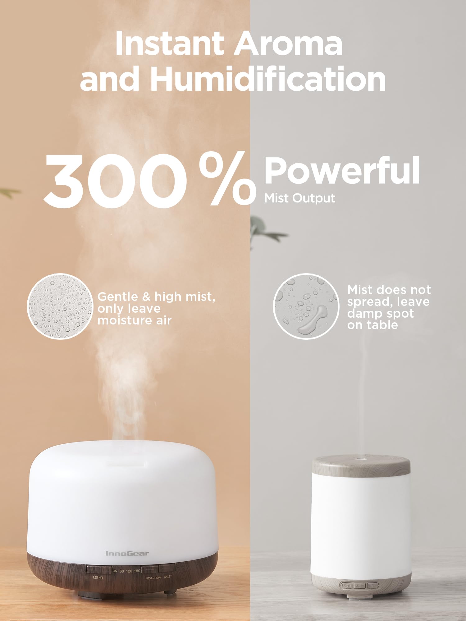 InnoGear 500ml Essential Oil Diffuser with Remote Control, Premium Ultrasonic Aromatherapy