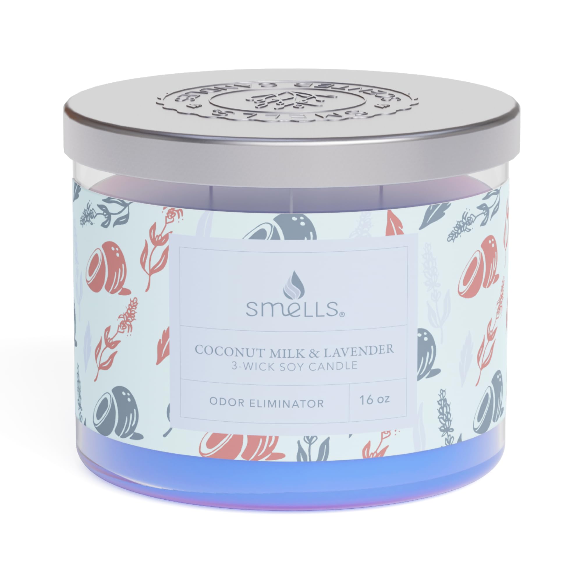 Smells - Odor Eliminator - Premium Soy Wax Jar Scented Candle 12oz. and 16oz. - 100% Cotton Single Wick