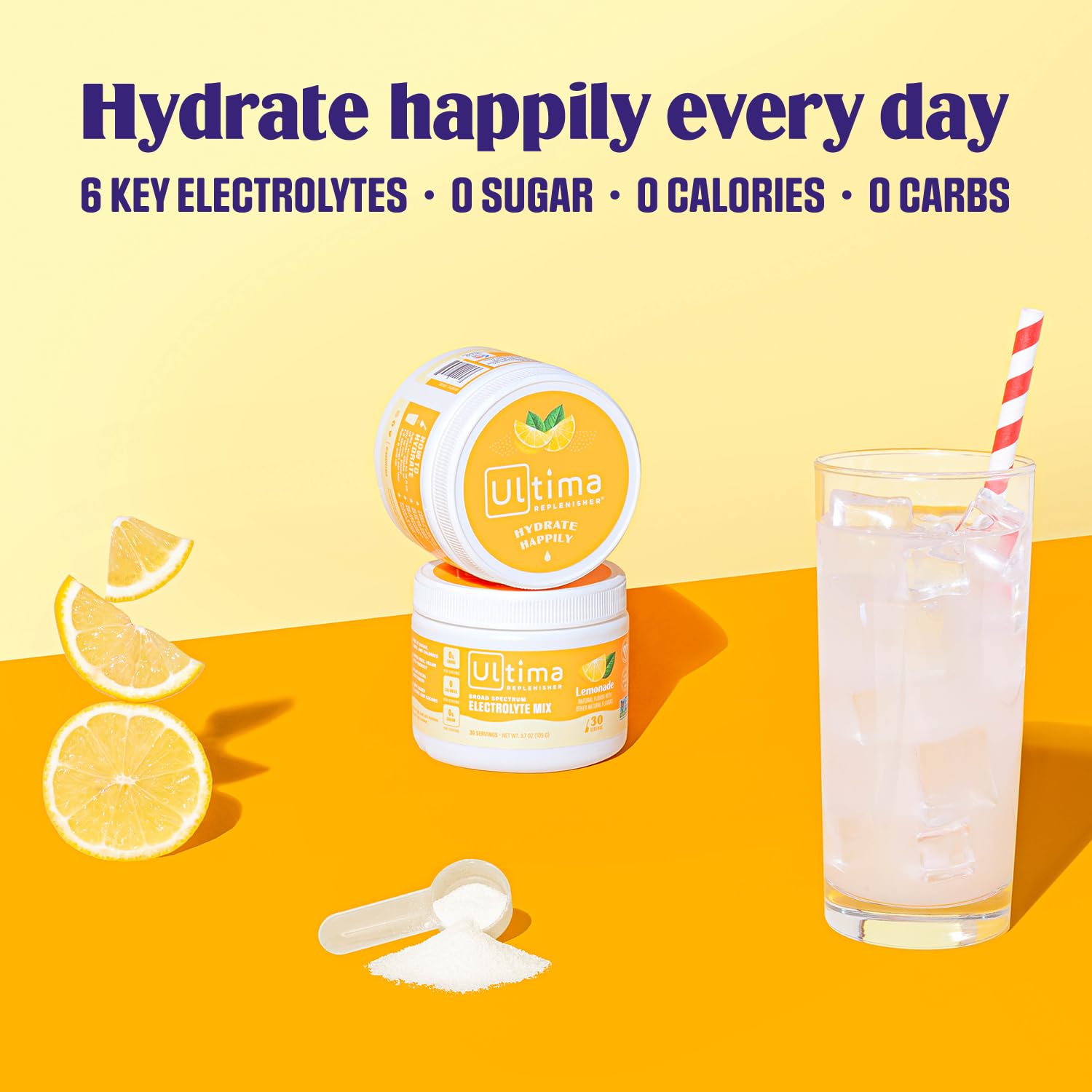 Ultima Replenisher Daily Electrolyte Drink Mix – Lemonade, 30 Servings – Hydration Powder