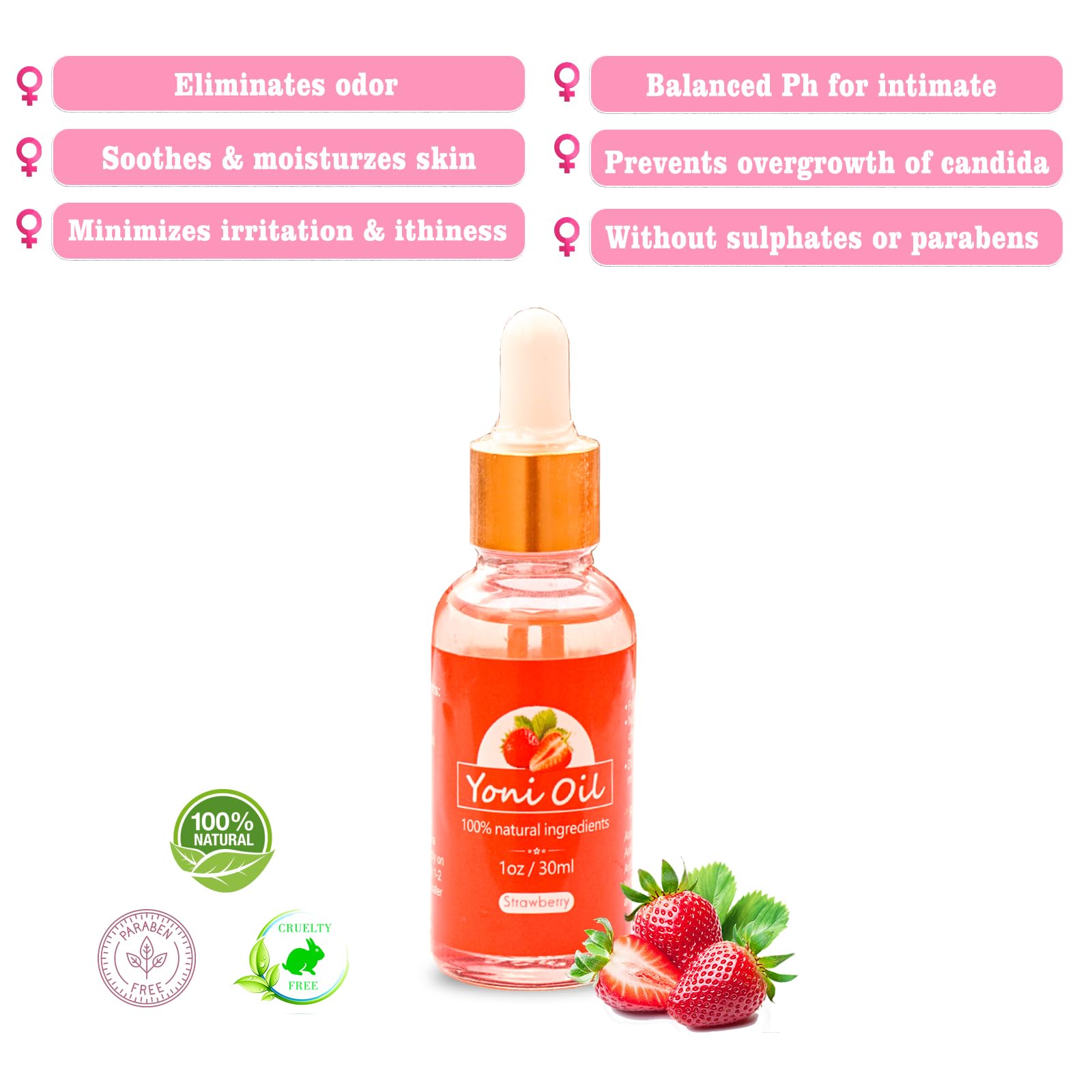 2Pcs Strawberry Yoni Bars and Yoni Oil Set for Feminine Wash, Yoni Wash for Cleanse Vaginal Balance PH