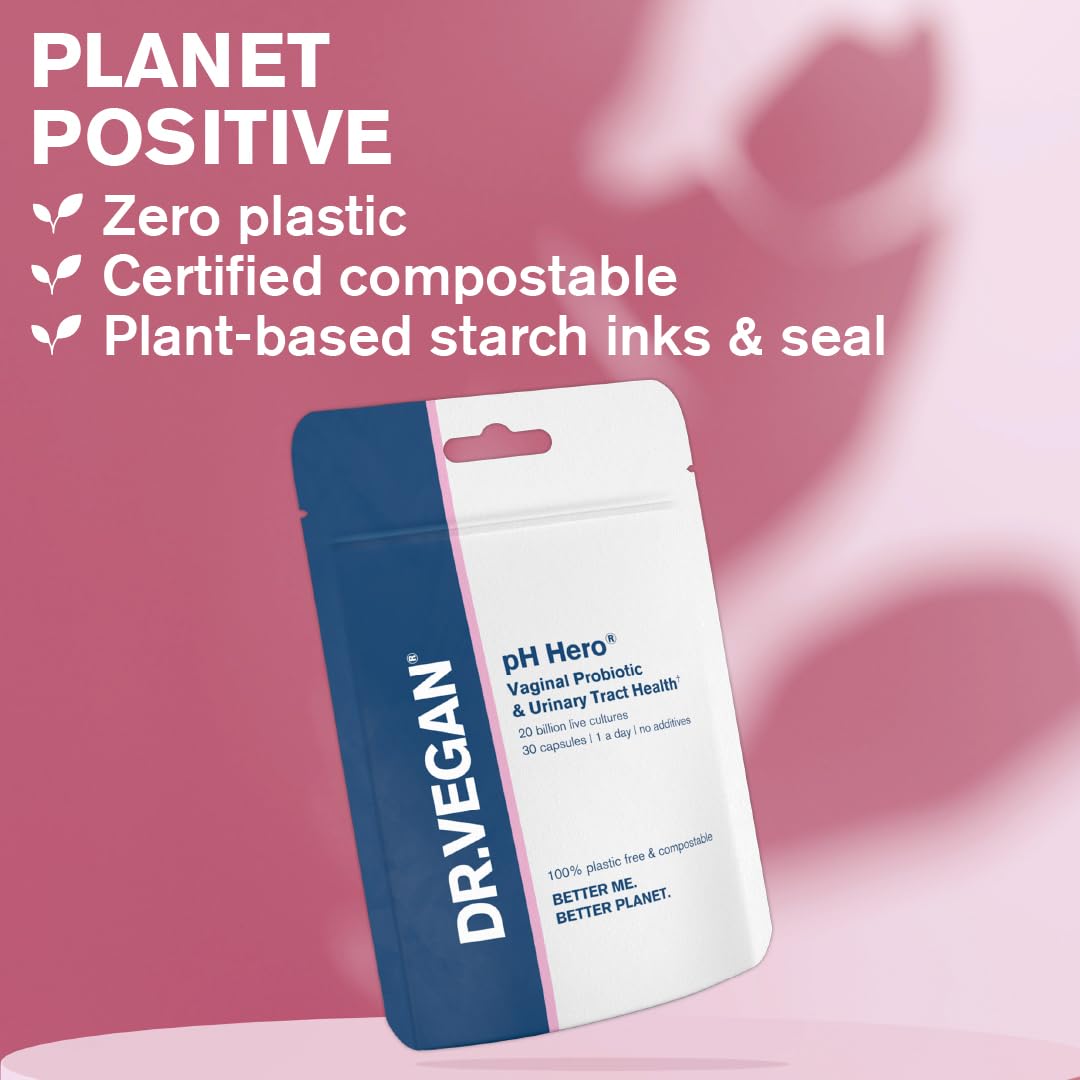 DR.VEGAN | pH Hero | Supports Balanced Vaginal Flora | 50bn CFU | Cranberry | Sea Buckthorn