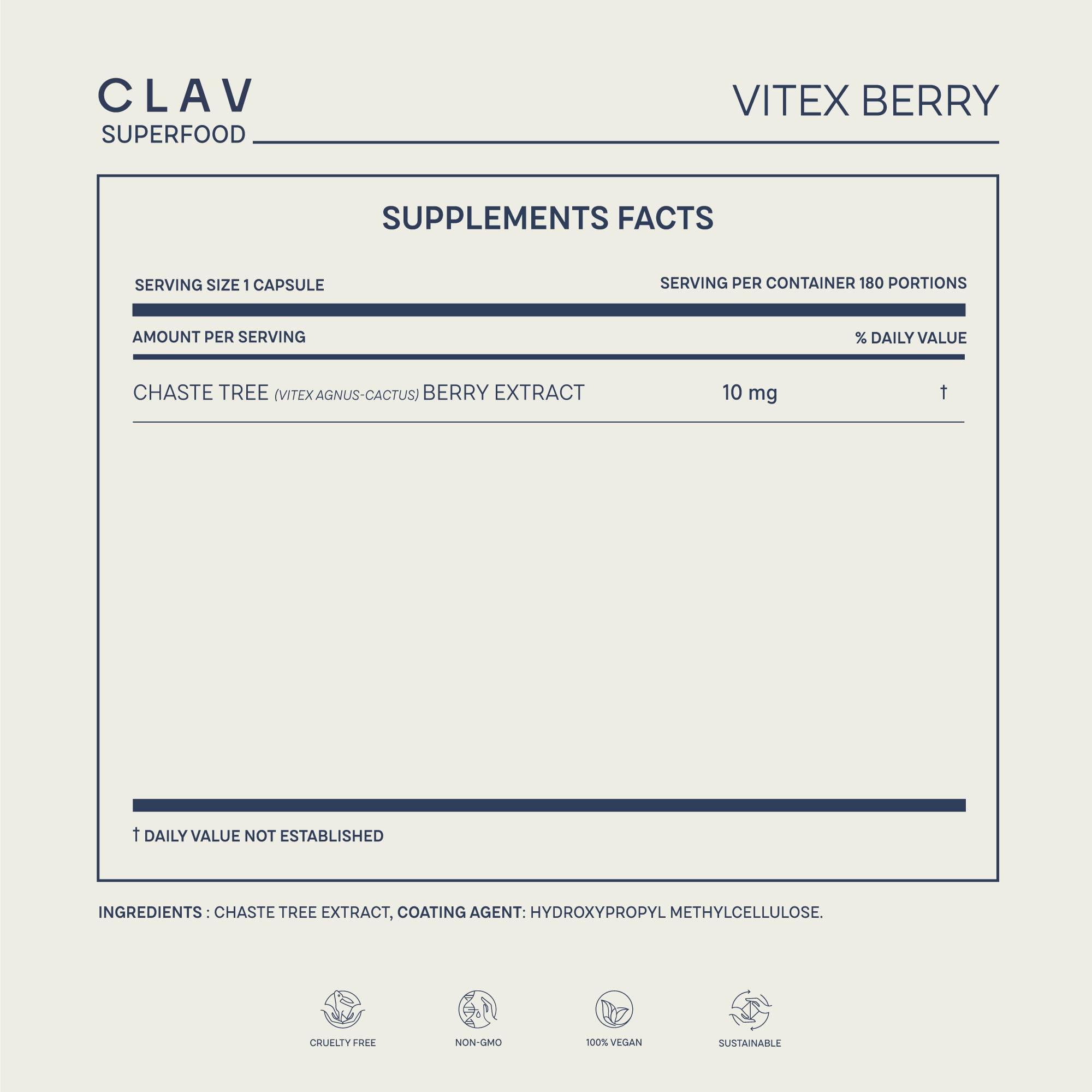 Vitex Berry - Premium Chasteberry 4:1 Extract (Vitex Agnus Castus) - Menopause & PMS Support