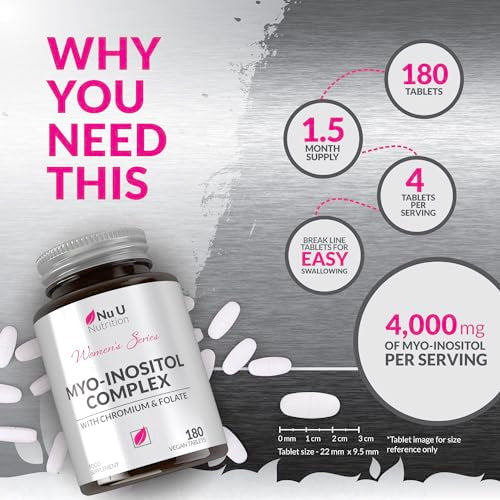 Myo-Inositol Complex 4000mg - 180 Vegan Tablets, 6 Weeks Supply - with 200ug Folate