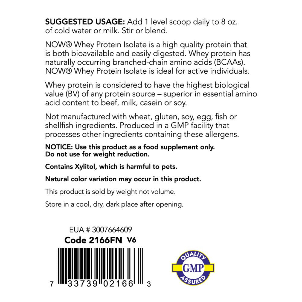 NOW Sports Nutrition, Whey Protein Isolate, 25 G With BCAAs, Creamy Chocolate Powder