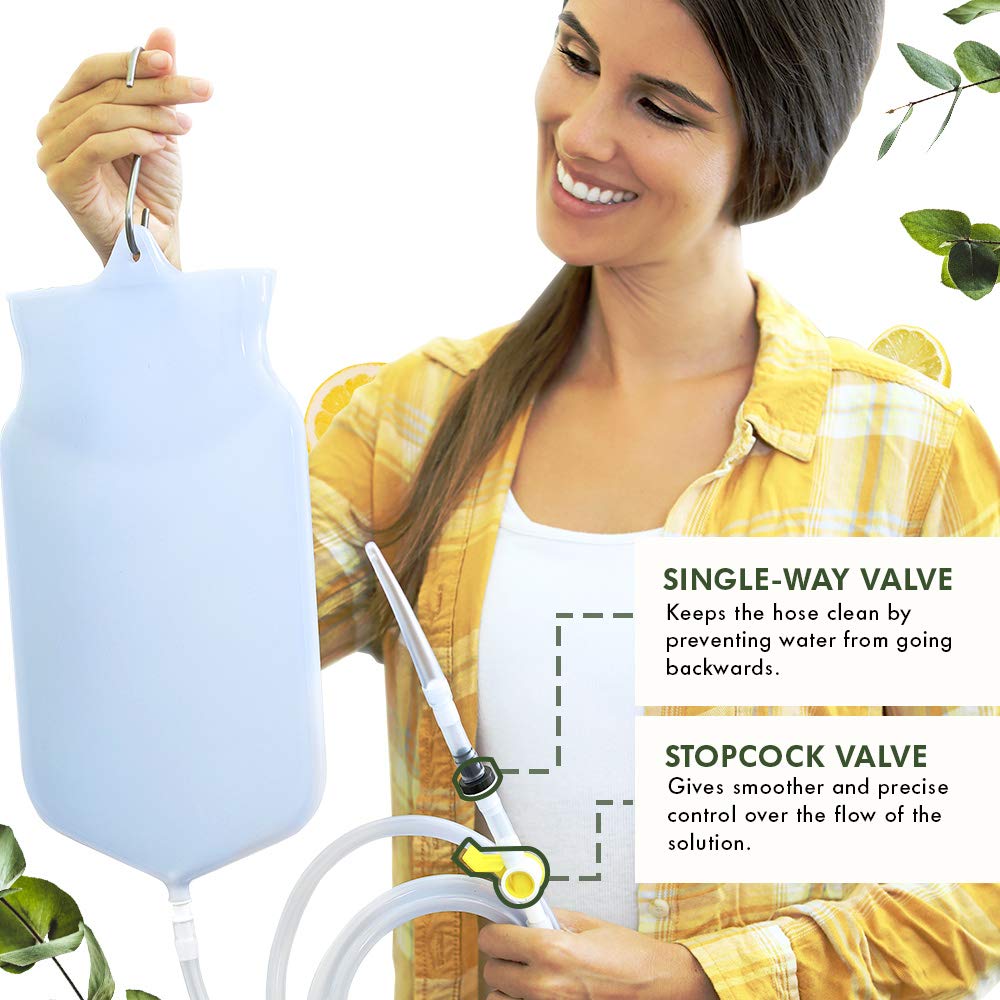 Mikacare Enema Bag Kit Clear Non-Toxic Silicone. for Coffee and Enema Kit for Colon Cleansing - Enema Detox