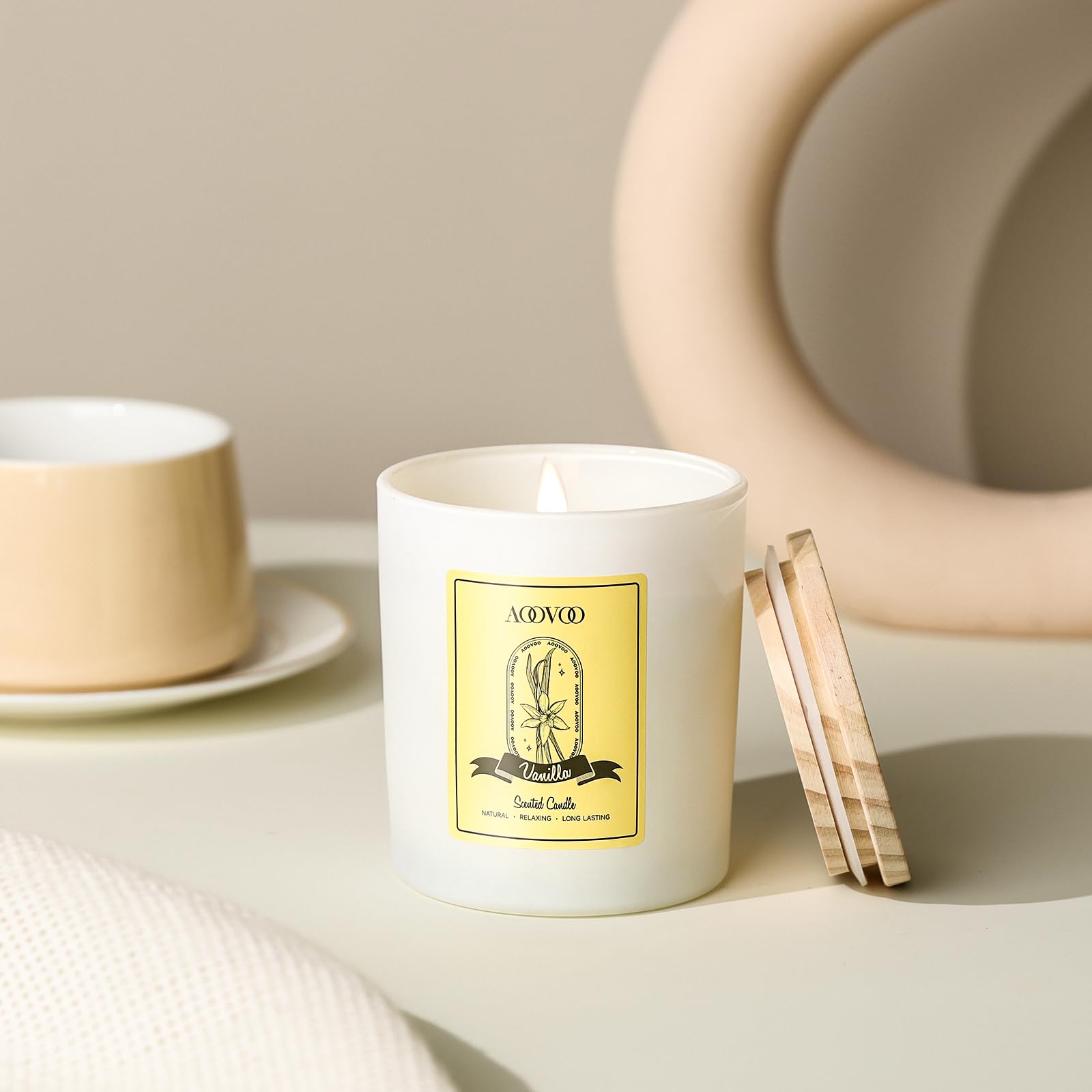 Vanilla Soy Candles Gift for Women - Aromatherapy Candle with Crystals Inside, 10oz Natural Soy Wax Candles