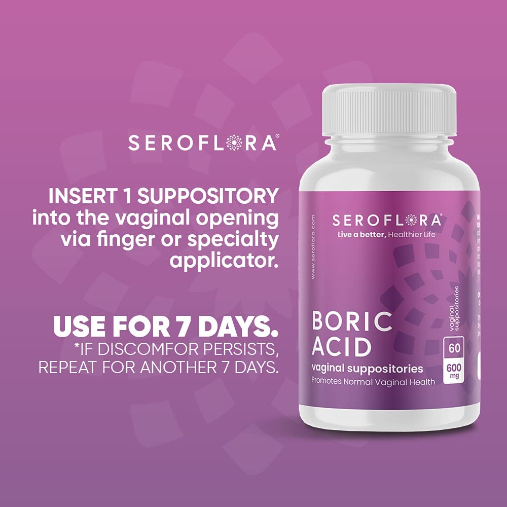 Seroflora Boric Acid Vaginal Suppositories - Promotes Vaginal pH Balance and Odor Control