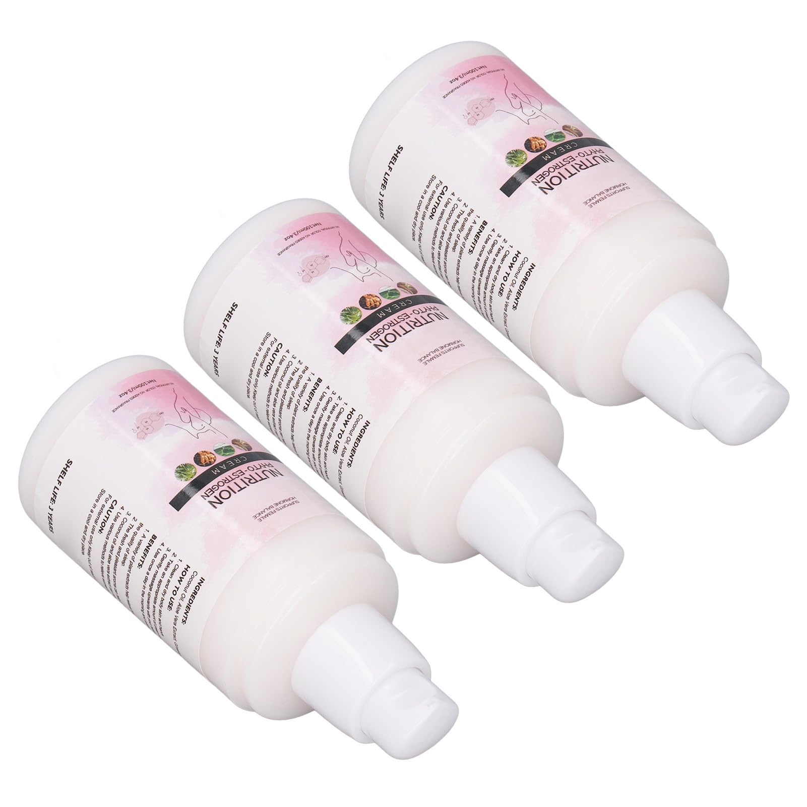 Phyto Estrogen Cream, Menopause Relief, Hormone Support, Sleep Enhancement, Ingredients, 3pcs 100ml