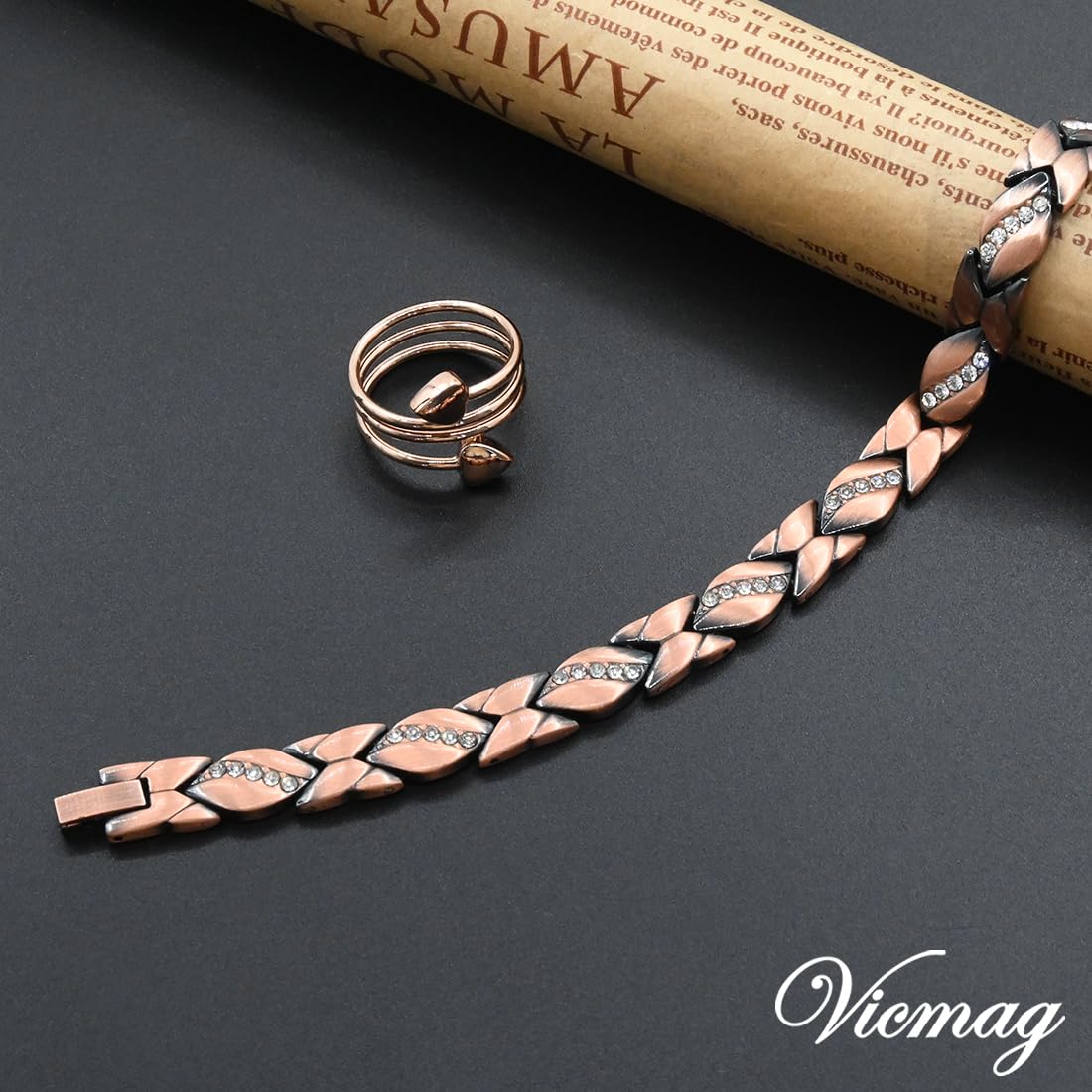Vicmag Copper Bracelet for Women 99.9% Solid Pure Copper Valentine's Day Gift for Her with Adjustment Tool