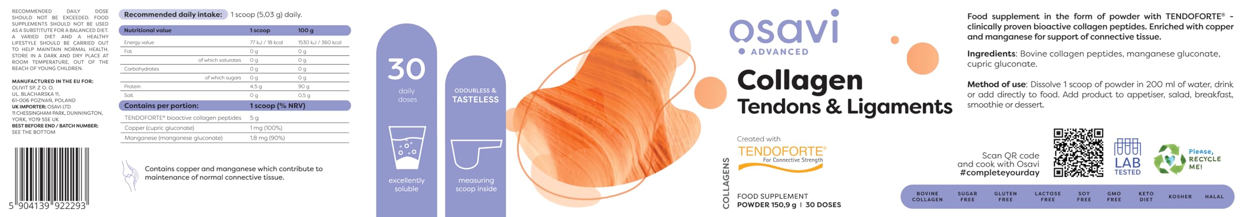 Osavi Collagen Peptides - Tendons & Ligaments - 150g