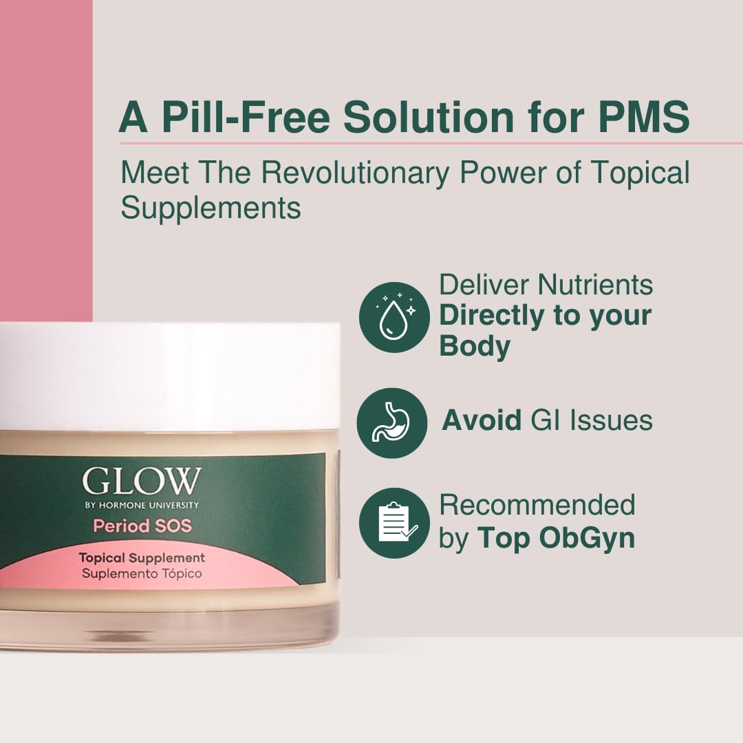 Glow Botanica | Period SOS - Real Wild Yam Cream for PMS Symptom Relief - Topical Supplement