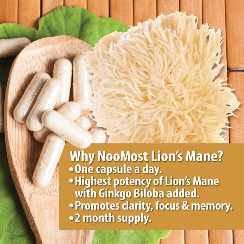 NooMost Organic Lions Mane Supplement Capsules 5400mg, Ginkgo Biloba 120mg