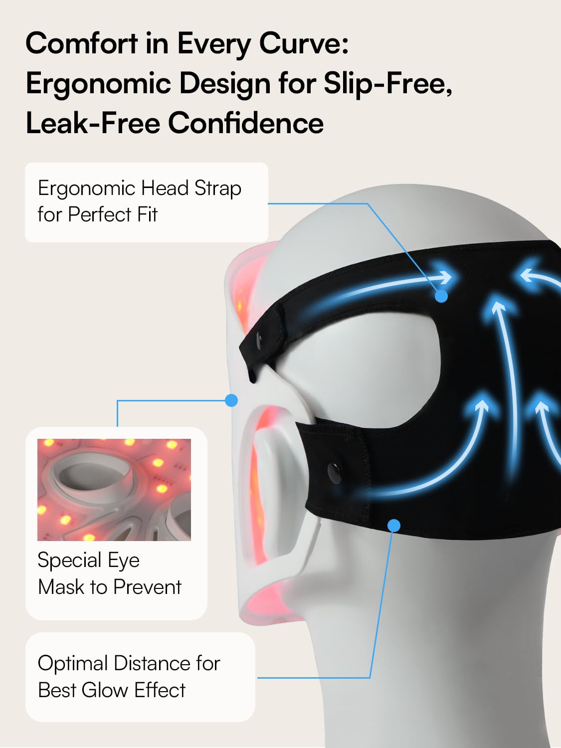 INIA GLOW Light Therapy Mask for Face, LED Mask with Red Blue Green Light and Advanced Near-Infrared