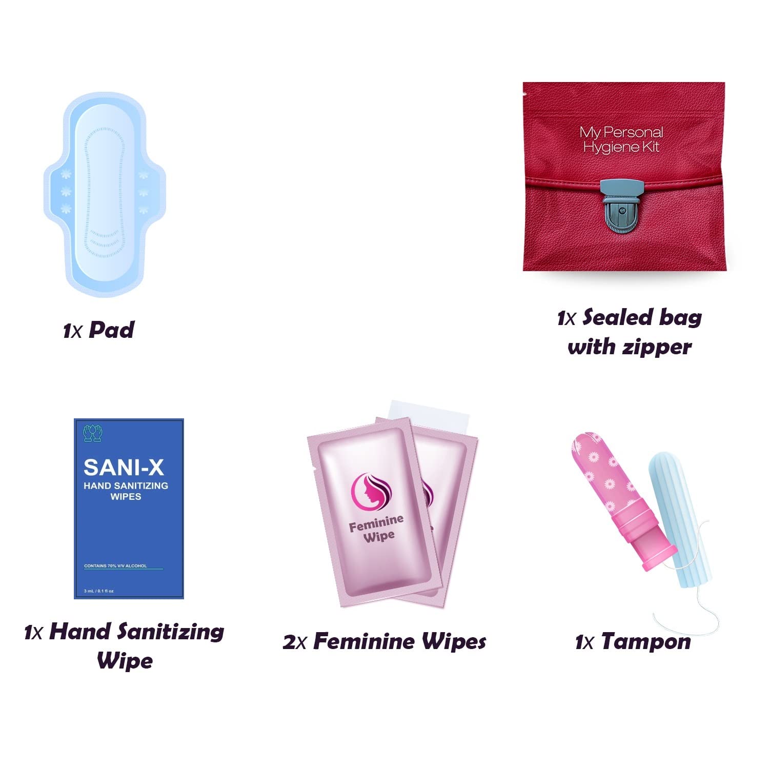 Menstrual Kit All-in-One | Convenience on The Go | Single Period Kit Pack for Travelling, Tweens